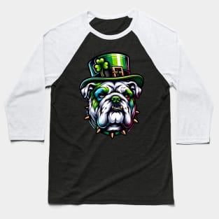 Bulldog Portrayed in Vibrant Saint Patrick's Day Art Baseball T-Shirt